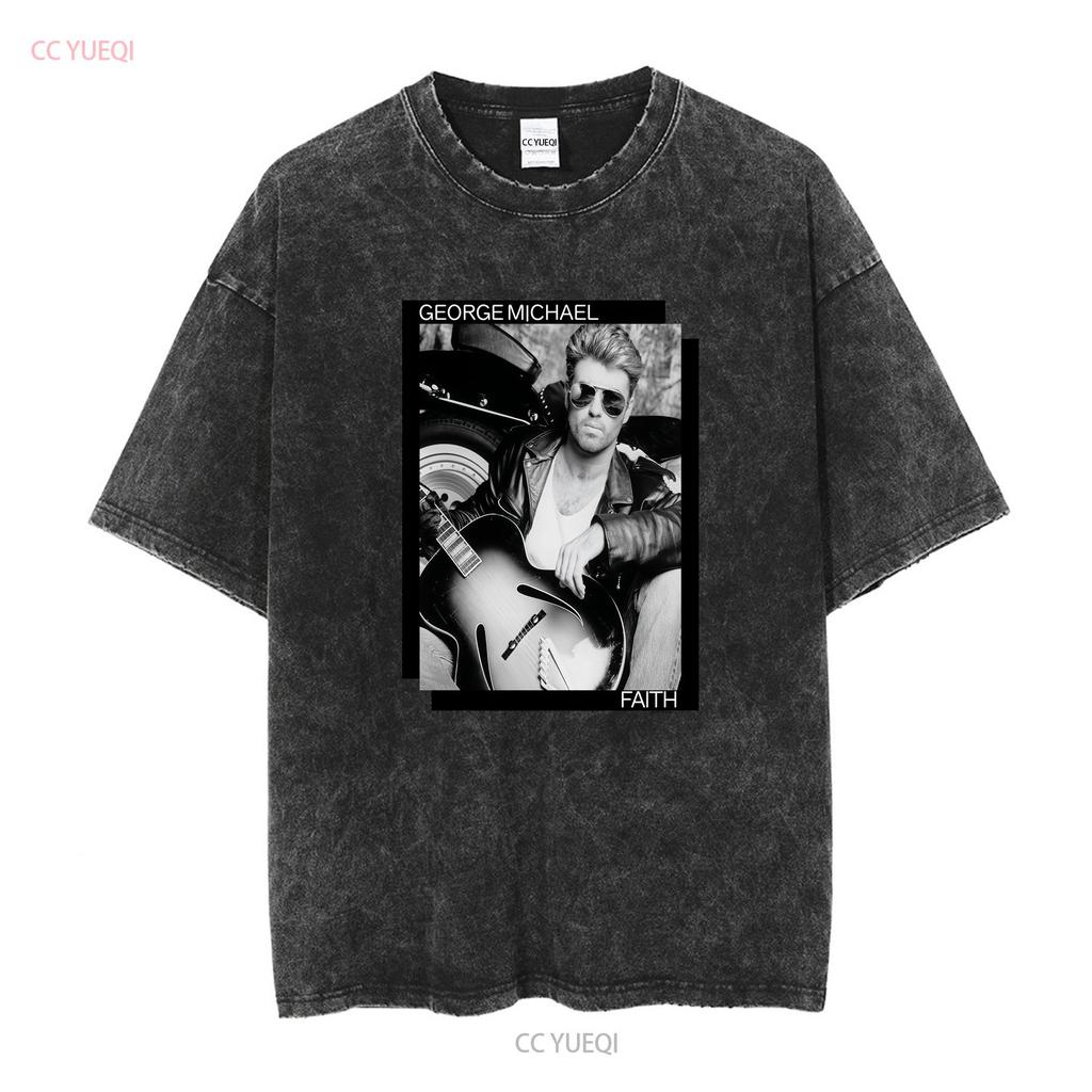 George Michael Faith T Shirt Cotton All Sizes EL066 Vintage Washed Streetwear Homme Designer Clothes Stylish Casual Stretched