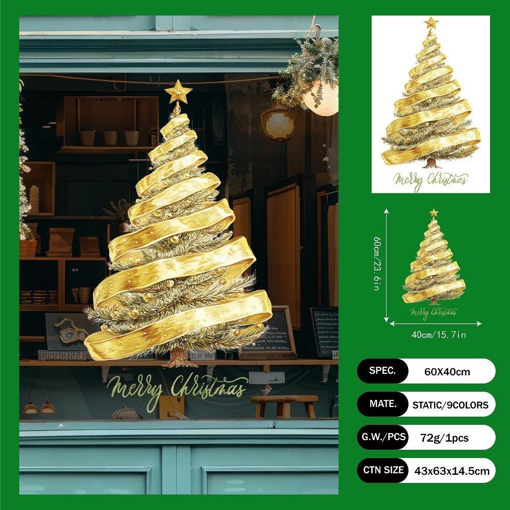 Santa PVC Christmas Window Stickers Reusable Electrostatic Xmas Wall Sticker Whole Sheet Christmas Window Decals Home Decor