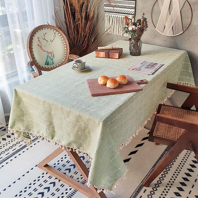Plaid Cotton And Linen Tablecloth, Rectangular Table Fabric, Coffee Table Mat, Dustproof Cover