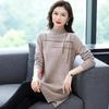 Women Spring  and Fall Half High Collar Pullover Sweater Mid Length Knit Bottom Shirt Female