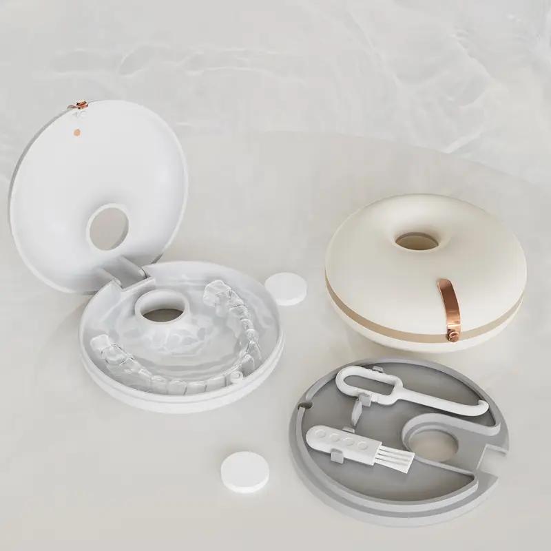 1 STÜCK Donut Zahnspangen Aufbewahrungsbox Unsichtbare Zahnspangen Dental Retainer Aufbewahrungsbox Tragbare Prothesenaufbewahrungsbox