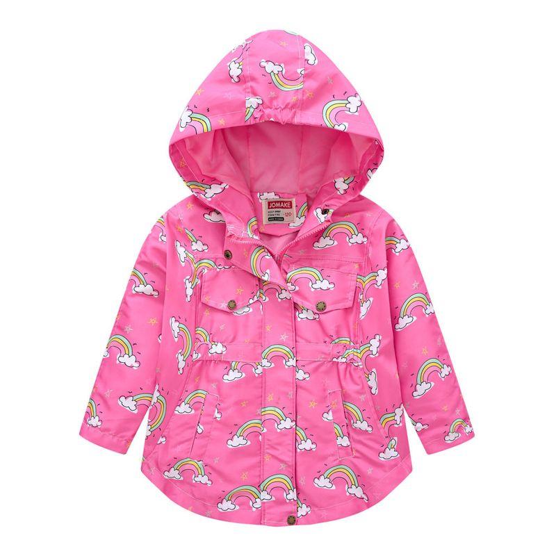 Spring and Autumn Children's Clothing Fashion New Coat Girl Cartoon Rainbow Anorak Children's Out Jacket Zip-up Shirt