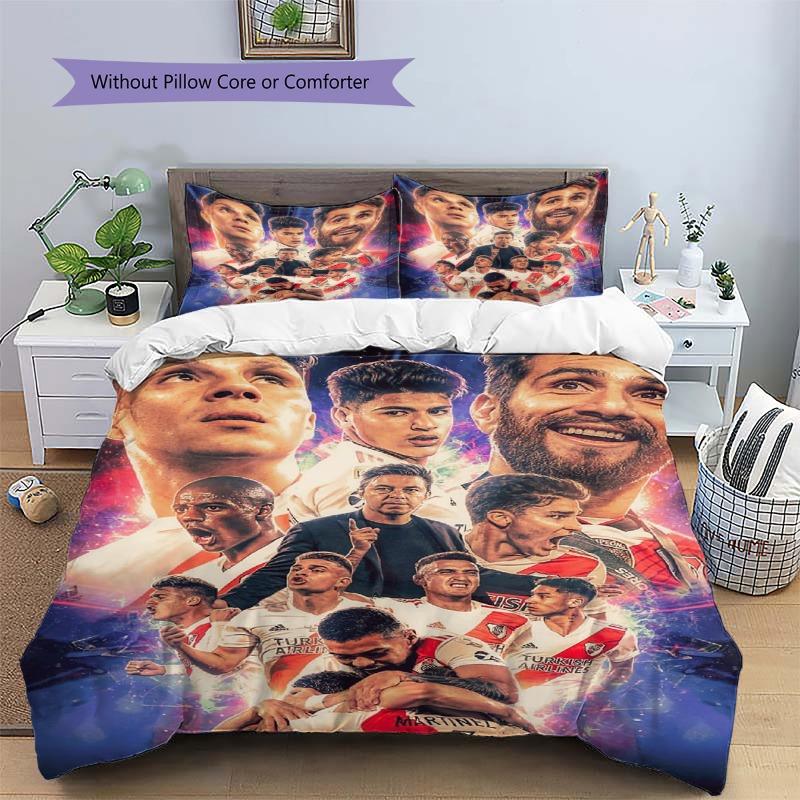 River Plate Team Starry Background Print Duvet Cover Set Soccer Bedding Set Without Pillow Core Comforter Bedroom Decor
