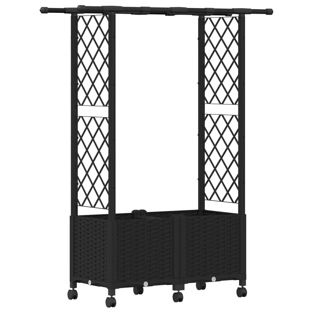 Raised Garden Bed with Trellis and Roof Black 124.5 X 40 X 142 Cm PP