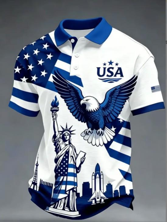 Patriotic Short-Sleeve Polo: US 250th Anniversary Freedom