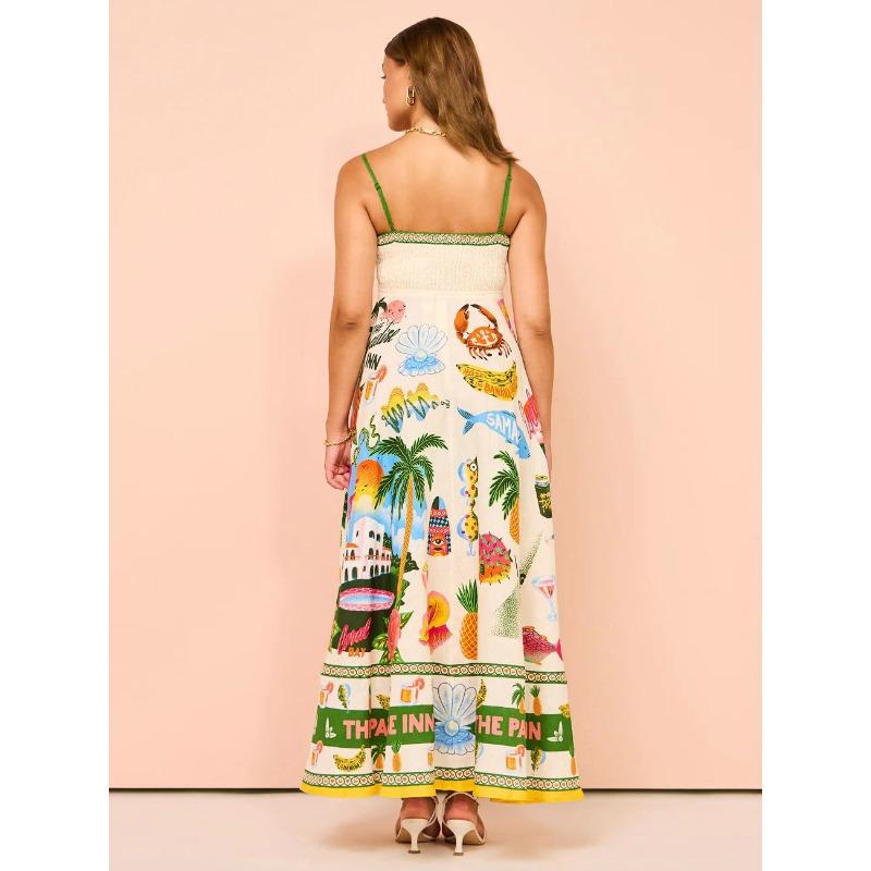 Vestidos Halter de Verão Femininos com Estampa Grafite e Sem Mangas e Bainha Grande