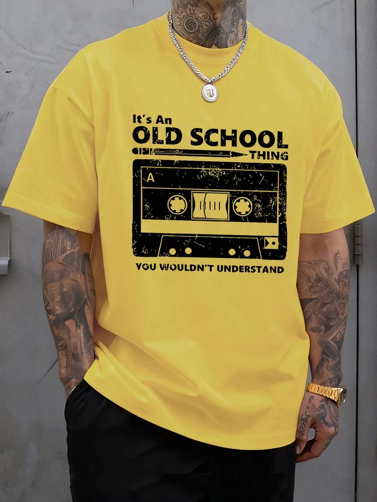 Mens Printed TShirt 100 Cotton Vintage Style Sportive Casual LooseFitting Comfortable TShirt