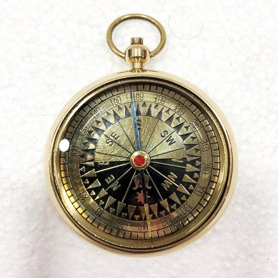 Marine Pocket Compass Gold Dial 5.08cm Brass Navigation Pocket Compass
