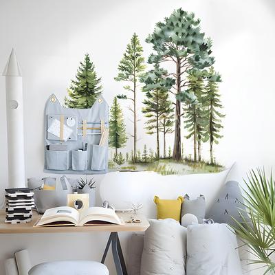 Watercolor Pine Cedar Pine Bedroom Living Room Background Landscaping Decorative Wall Stickers