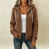 Damen Casual Locker Geschnittene Kapuzenjacke mit Reißverschluss und Blumigem Pailletten-Print