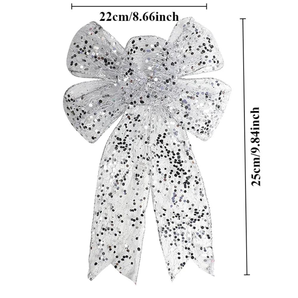 

1/5 шт. Рождественский бант, золотой бант для рождественской елки, подвесные украшения для дома, сделай сам, укрась рождественские украшения 2024 года, Новый год Навидад 1pc серебряный