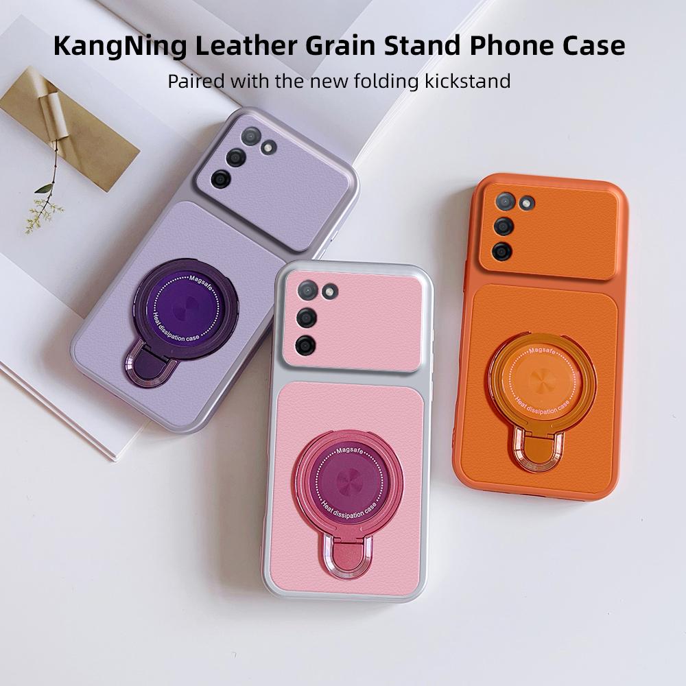 For Oppo A55 5G A16s A16 A54 4G Case Oppo A54s A56 Cover Oppo A53s 5G leather Case Magnetic Bracket Magsafe Holder Stand Cover