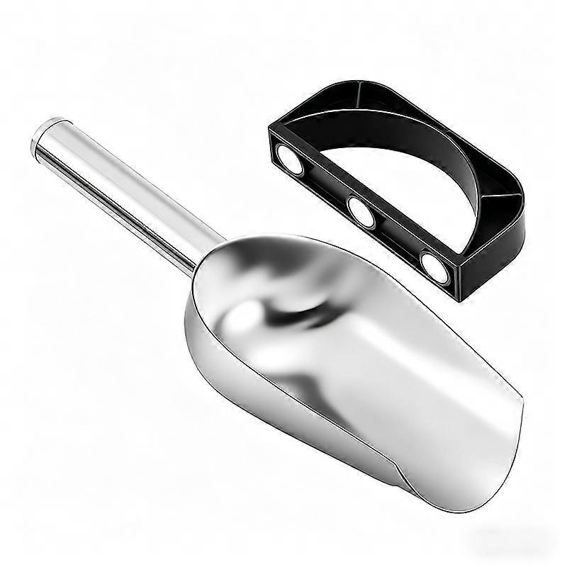 Ice Scoop with Magnetic Scoop Holder for 2.0 Ice Makers, 9 Inch Stainless Steel Silver Scooper