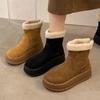 Thick-soled Snow Boots Women's 2024 Autumn and Winter New Fashion Korean Version Velvet Short Boots Mid-heeled Flat-soled Thickened Women's 