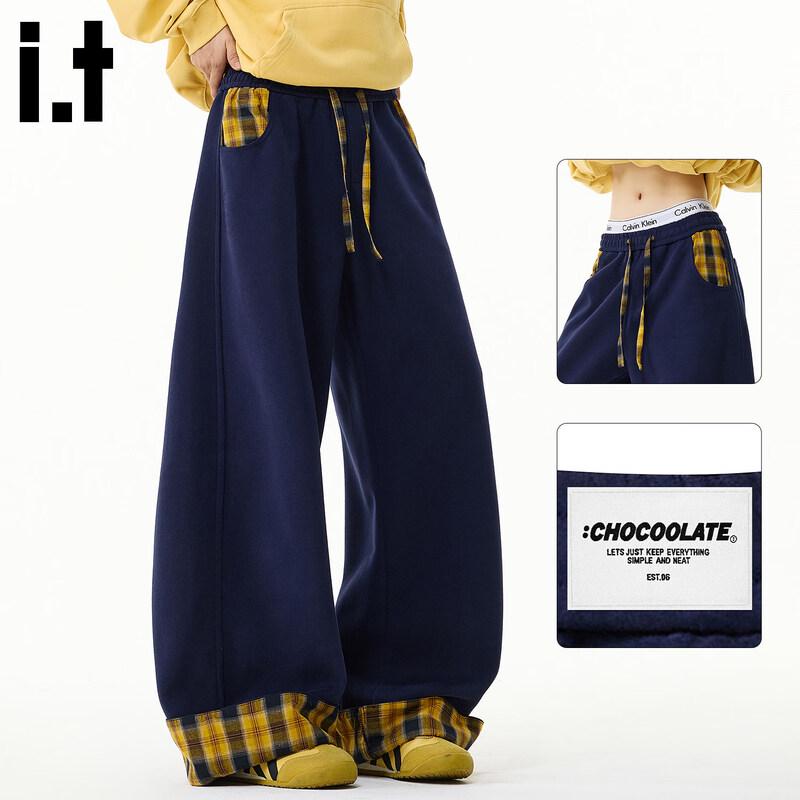 

CHOCOOLATEit Men s Plaid Color-Block Wide-Leg Drawstring Pants 5XL