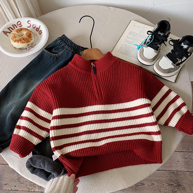 

Kino Boys Зимний вязаный свитер в корейском стиле - Теплый и модный для детей 90 cm красный