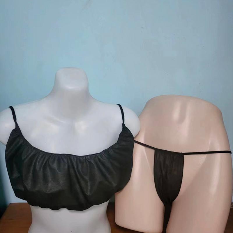 Plus Size Disposable Underwear Set for Salon, Massage & Spa: Thickened Breathable Triangle Panties & Bandeau Bra