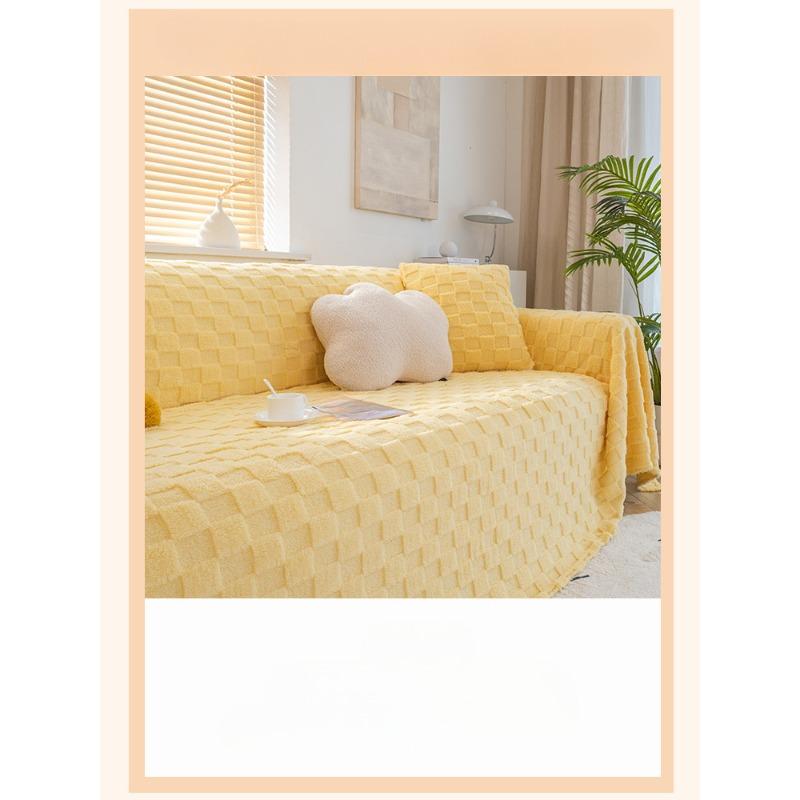 Copertura in Tessuto per Divano Pigro Invernale Ispessita Termica in Peluche Coperta Semplice Stile Ins Copertura per Cuscino Divano Tutto Compreso Antigraffio