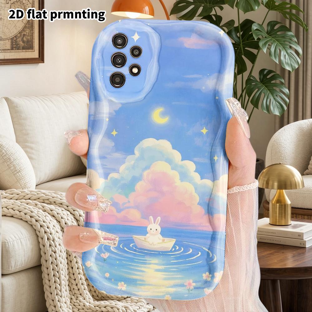 Phone Case: 2D Flat Samsung Galaxy A34 A35 M05 M06 S20 S22 S21 FE Plus 5G Protective Case, Couple Style, Little Rabbit Boat, Christmas and Halloween G