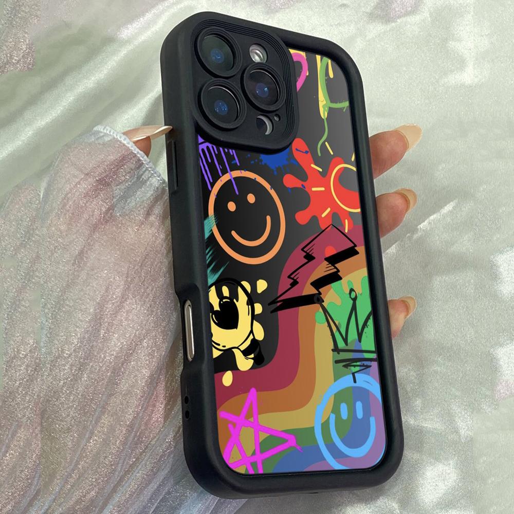 JT270 Graffiti Funny Smile faces for iPhone 17 16 15 14 Pro Max Samsung S26 S25 Ultra A17 A16 A07 A56 A36 A06 Xiaomi 15T Redmi 15c Note 14 Soft Case