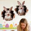 Easter Egg Stickers 3D Visual Effect Wall Breaking Hole Rabbit Easter Egg Stickers PVC Self Adhesive Wall Stickers For Windows