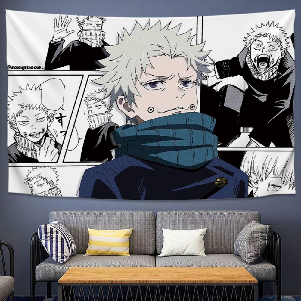 VIKAMA 2D Anime Hintergrund Wandteppich für Studentenwohnheim Nachttisch Wandbehang Raumdekoration Stoff Hängendes Tuch
