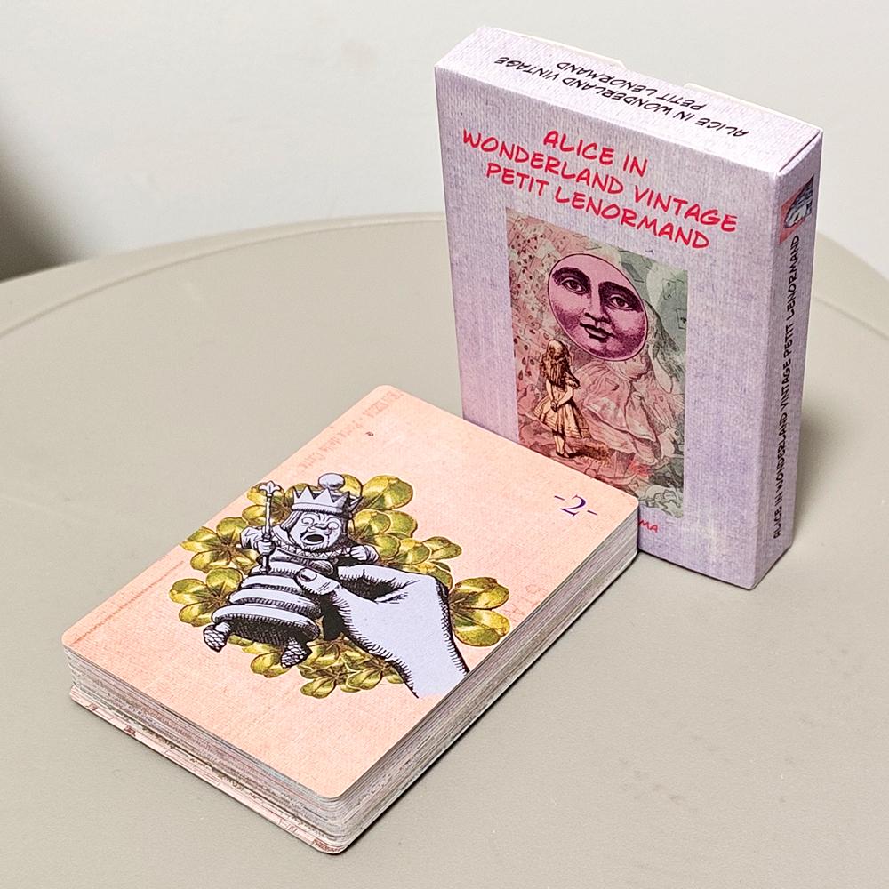 Alice im Wunderland Vintage Petit Lenormand Deck 36 Karten - Viktorianische Collage Divination Doppelt geprägter Karton 9*6cm