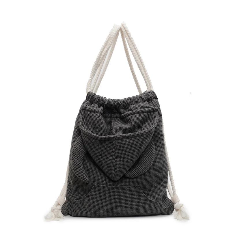 Retro Drawstring Closure Nyl Cloth Backpacks Rucksack Women's Crossbody Small Bag 2026 Spring and Summer High-end Shoulder Bag