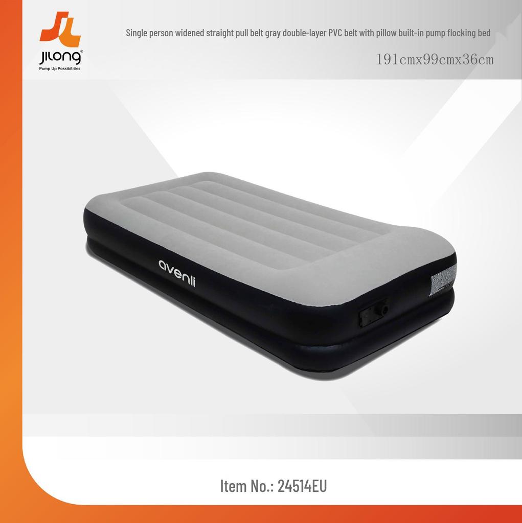 JILONG Portable Inflatable Air Mattress with Built-in Pump and Sheet, Double/Single Size, Home Use, Foldable Storage.