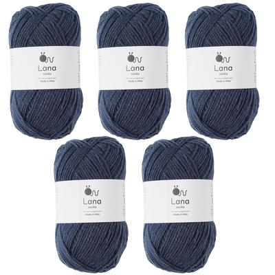 Raw Wool Knitworm Lana Medium 40g Set of 5 Balls Socks, Weight, (approx. 148m), (10. Blueberry)