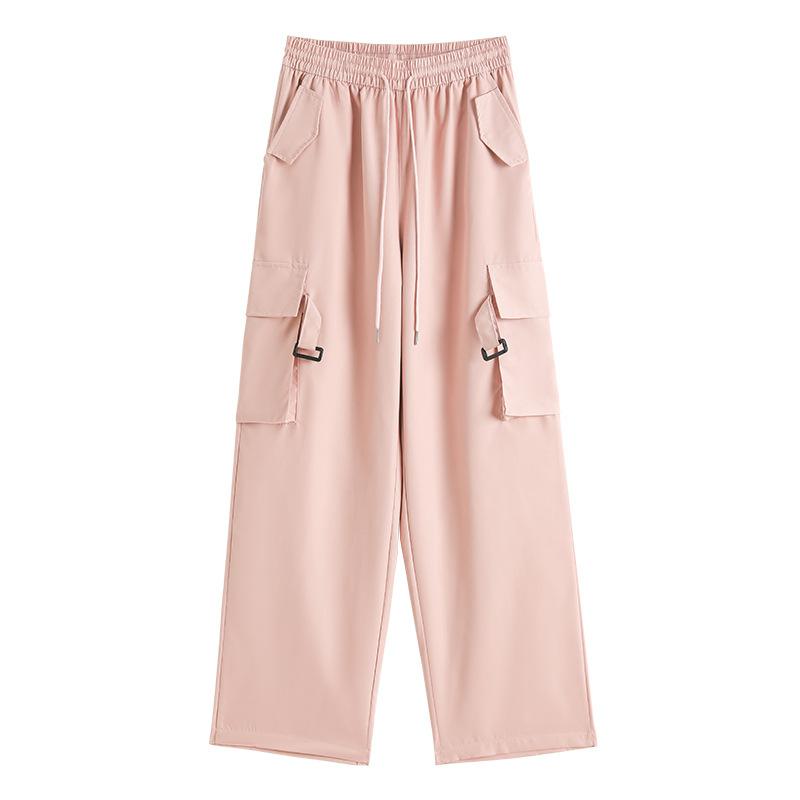 Hot Season New Wide-leg Pants, Thin High-waisted Retro Style Drawstring Version Casual Pants