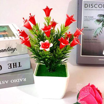 Beautiful Decoration Stylish Artificial Plant Fake Fresh Potted Tabletop Wedding Welcoming Lily Flower Pinecone