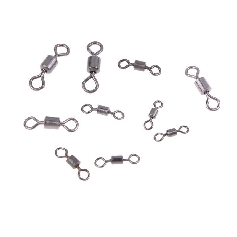100Pcs/Box Fishing Bearing Rolling Swivel Metal Bearing Swivel Solid Ring Lures Fishing Connector Carp Fishing Tackle