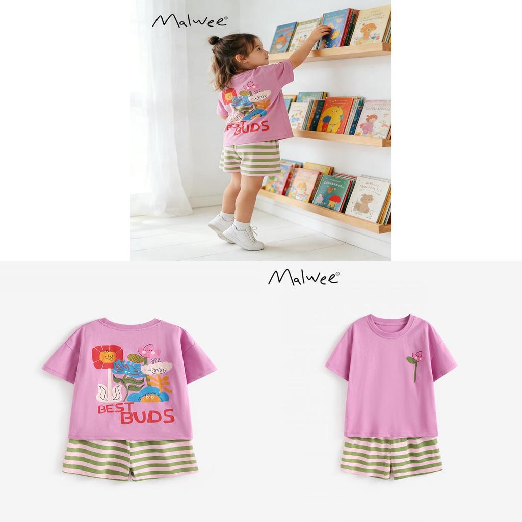 Set Estivo Due Pezzi in Cotone per Bambina con Stampe Cartoni Animati per Bambini dai 3 agli 8 Anni