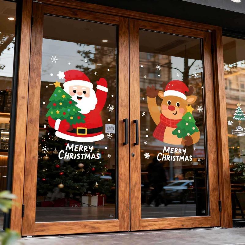 Christmas Santa Decoration Window Shop Static Electricity Glass Stickers, Door Stickers, Scene Setup Window Flowers Stickers
