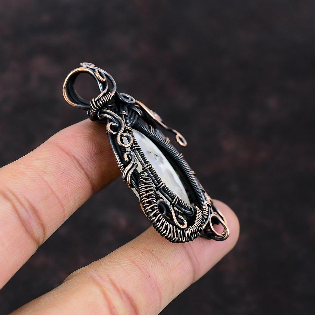 Plume Agate Pendant Copper Wire Wrapped Pendant Plume Agate Gemstone Jewelry Handmade Latest Design Pendant Copper Wire Jewelry Gift For Mom