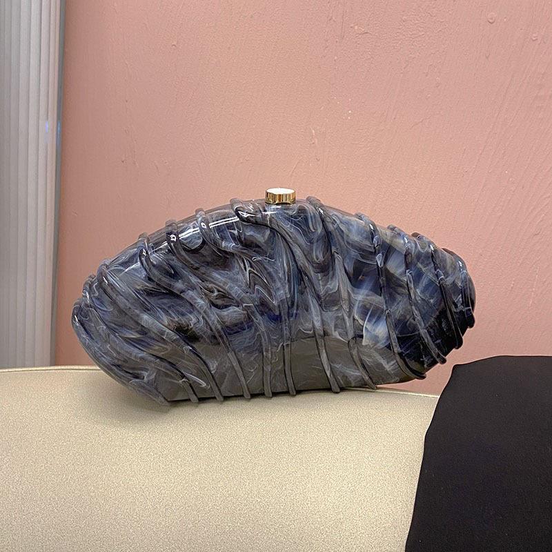 

Elegant Acrylic Women s Handbag With Stone Pattern Simple Chain Crossbody Bag For Evening Events Hard Texture Chinese Origin чёрный