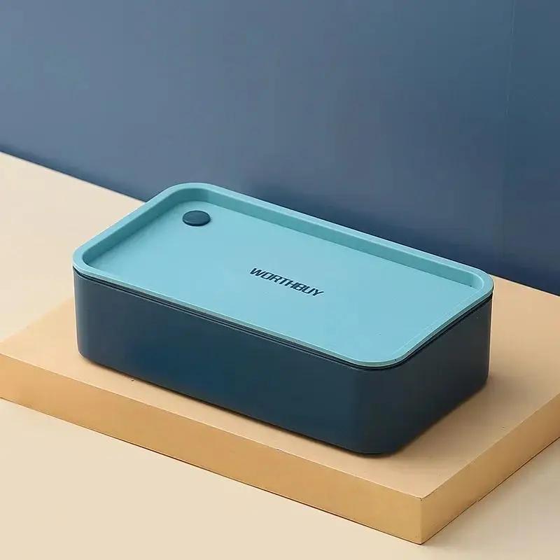 

Portable Lunch Box For Kids School Microwave Plastic Bento Box With Movable Compartments Salad Fruit Food Preservation Container синий