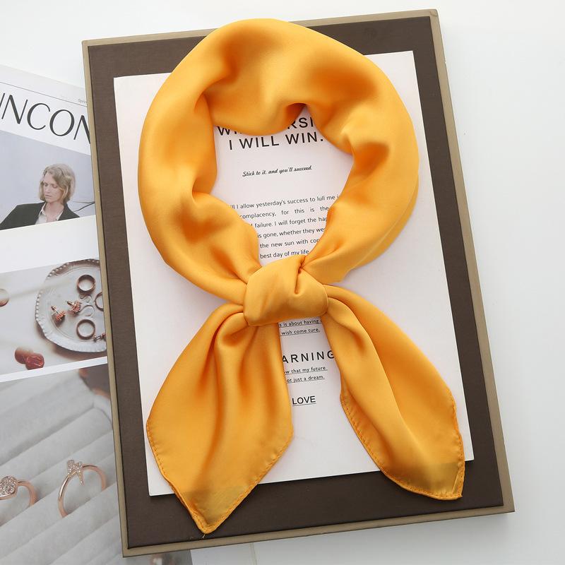 70cm Solid Color Small Square Scarf Women Trendy Versatile Neck Scarf Match Blazer Shirts Decorative Bandana