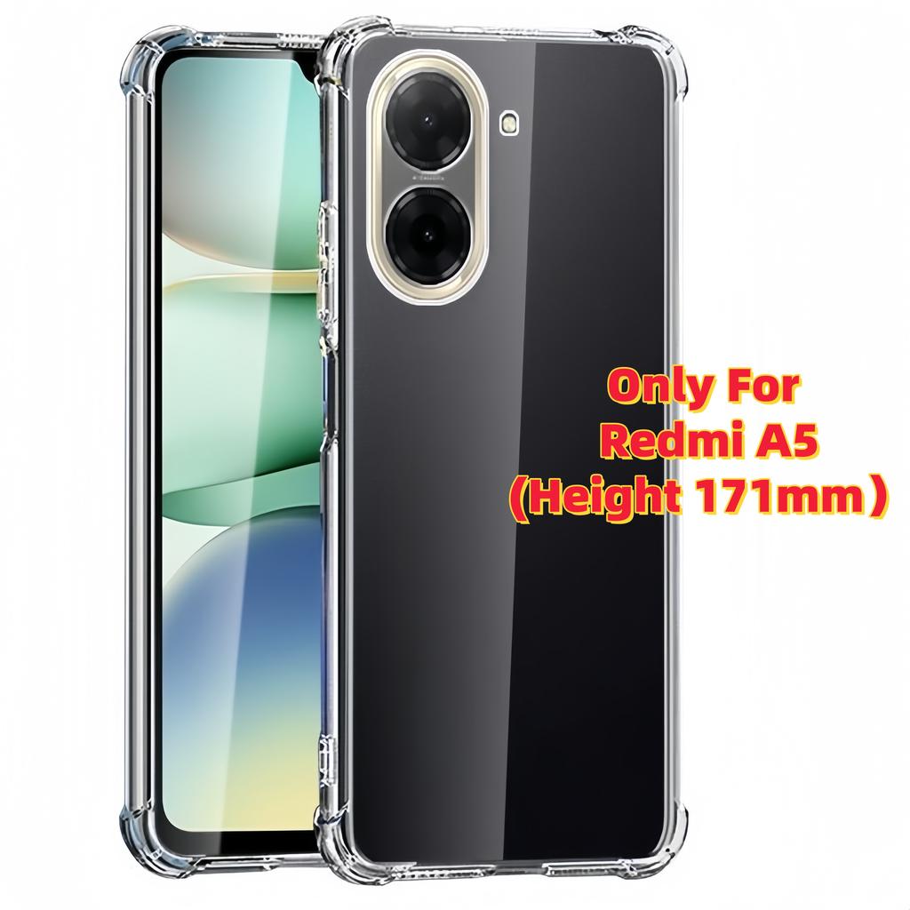Transparent TPU Phone Case For Redmi A5 4G(Height 171mm) Non-Yellowing Shockproof Protective Phone Cover, Anti-Scratch-Clear