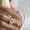 Fashionable Unique Floral Design Adjustable Open Ring For Women Stylish Copper Jewelry