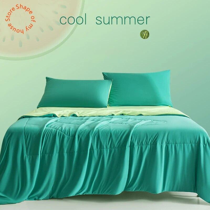 Cool Fabric Breathable Summer Queen Quilt Children Adult Ice Silk Quilt Cotton Quilt Core Fruit Color Blanket Comforter Colcha