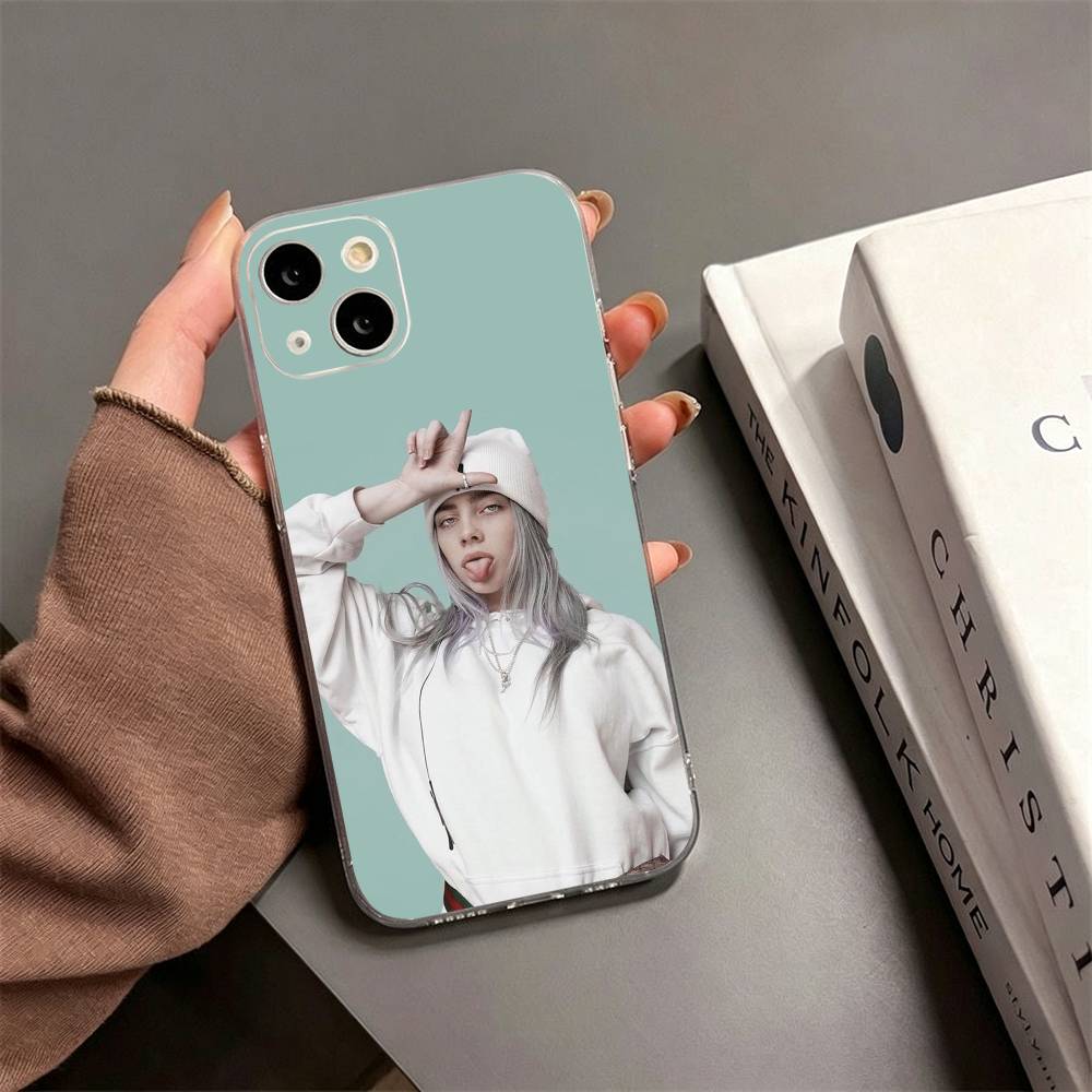 Singer B-Billie Eilish Phone Case For iPhone17,16,15,14,13,12,11 Plus,Pro Max Soft Transparent Cover