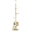 Ceiling High Cat Tree Cat House With Two Platforms Hammock Anti Tip Protection Light Brown And Beige 40 X 40 X 260 Cm