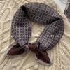 70x70cm Lightweight Square Scarf Women Vintage Black Floral Print Silk-Feel Neck Wrap UV Protection Stylish Accessory