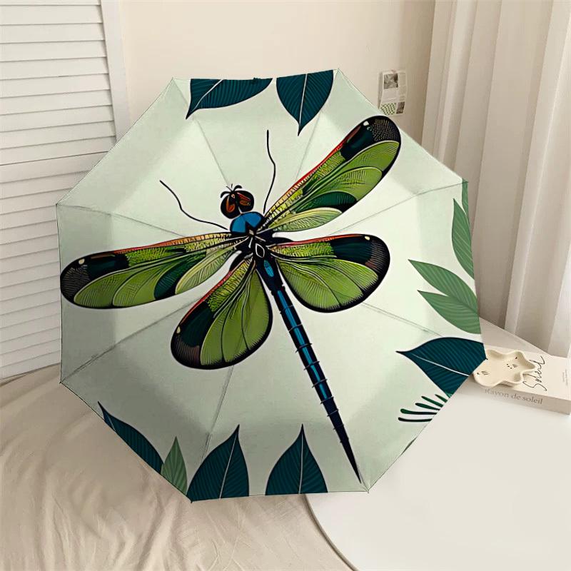 

1PC Dragonfly Leaves Automatic Open/Close Umbrella with Windproof, 8-Rib Sturdy Canopy, Durable Ribs, Fashionable Design,1239A