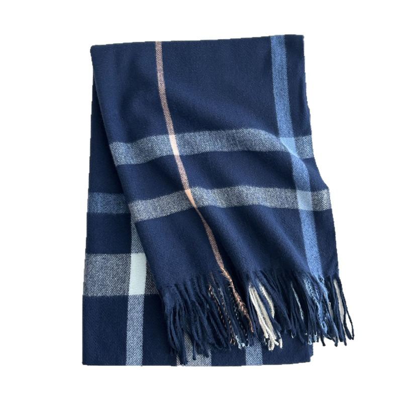 Thickened plaid scarf autumn and winter imitation cashmere women's scarf warm color matching striped tassel send girlfriend shawl