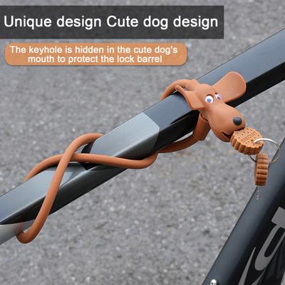 Zámek na kolo s klíči Roztomilý suchar Psí lankový zámek proti krádeži Silikonový zámek na kolo pro dveře cyklistické helmy na skateboard
