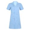 Short Sleeve Button Front Scrub Dress Women Adults S-XXL - Lapel Collar Solid Color Hospital Nurse Lab Coat Uniform