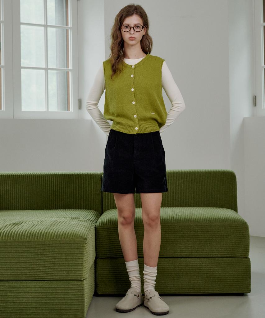 LOSSYROW Essential Button Knit Vest Olive